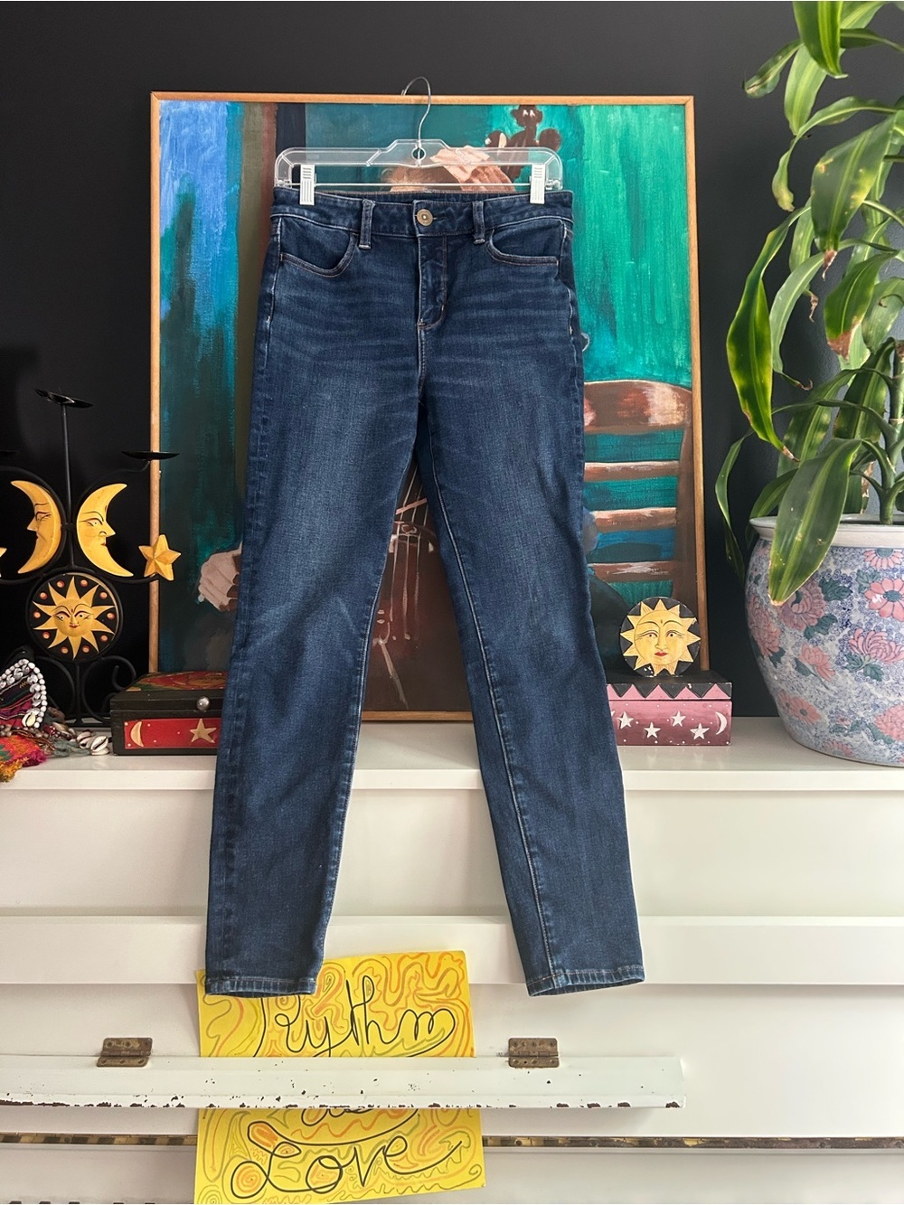 American Eagle High Rise Skinny Jeans Womens Indigo Dark Wash Stretch Denim